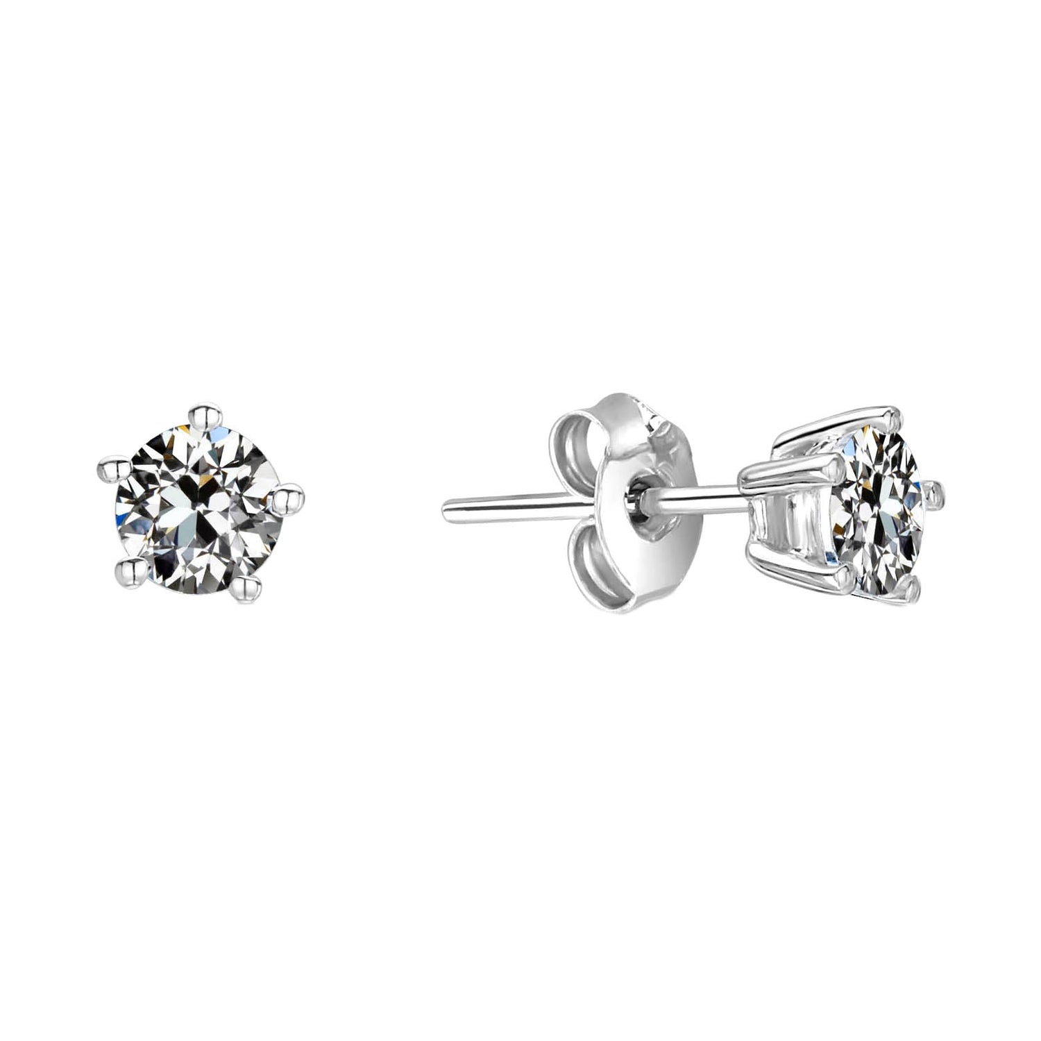 Diamant Taille Old Mine Puces d'Oreilles en Or Blanc 14 Carats – vue principale