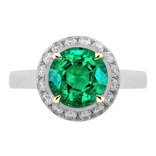 Luxueux Émeraude Colombienne Bague Pierre Précieuse 3 carats – vue principale