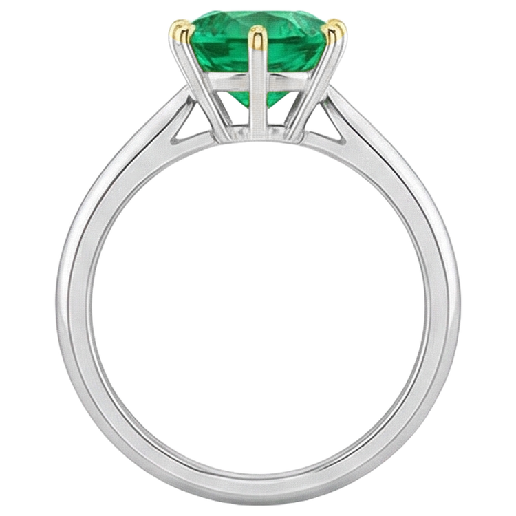 Taille Brillant Émeraude Fine bague en Or Bicolore 14 Carats – vue arrière