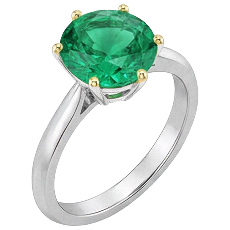 Artisanal Émeraude Fine Bague avec Gemme 2,50 carats – vue de face