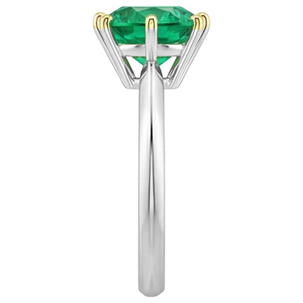 Émeraude Fine Bague avec Gemme 2,50 carats Or Bicolore 14 Carats – vue de dessus