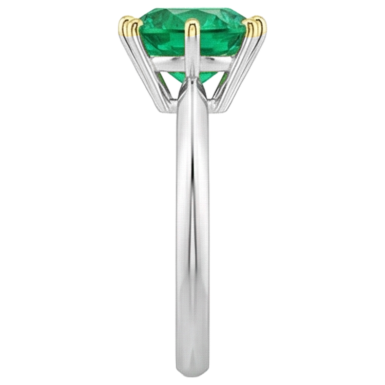 Émeraude Fine Bague avec Gemme 2,50 carats Or Bicolore 14 Carats – vue de dessus