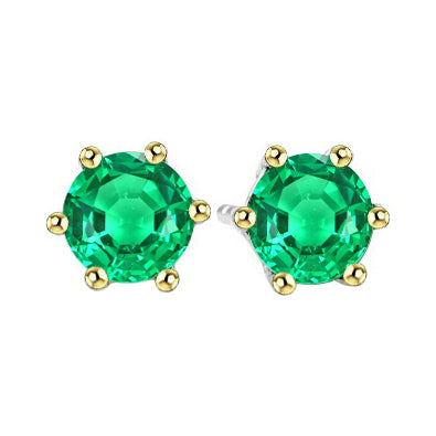 Émeraude Gemstone Earring 1,50-carats Or Bicolore 14 Carats – vue principale