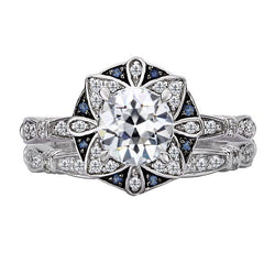Brillant Bague Halo – Saphir Bleu Bleuet 2 carats | HarryChadEnt