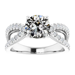 3,50 carats Diamant Bague Solitaire avec Accents en Or Blanc 14