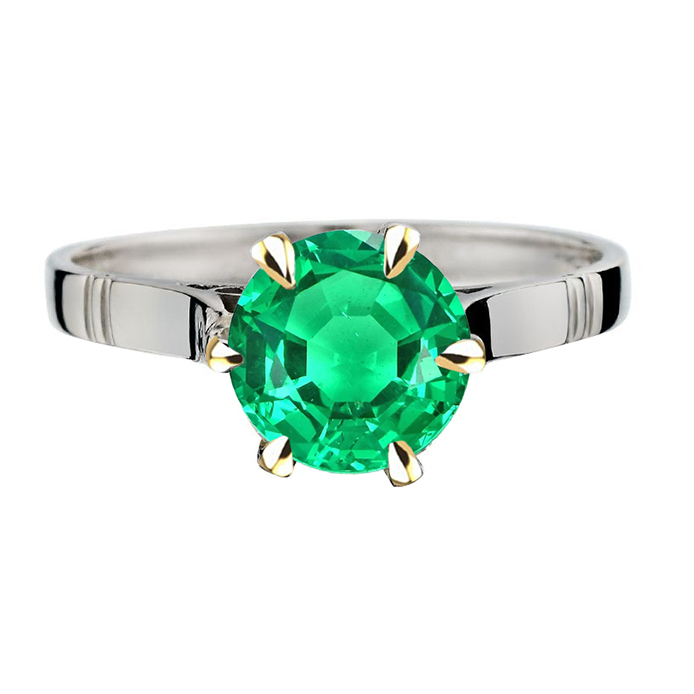 Sophistiqué Émeraude Fine Bague avec Gemme 3 carats – vue principale