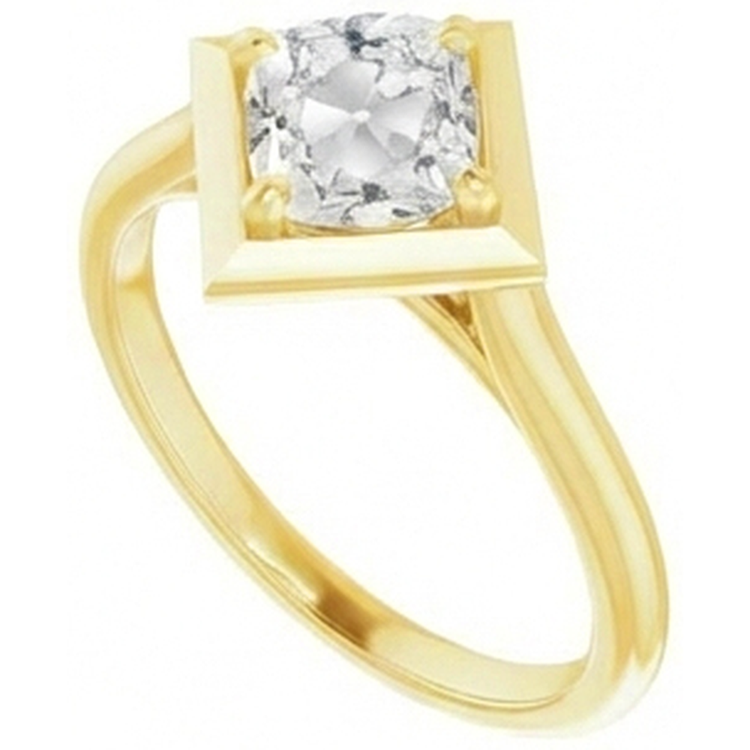 Brillant Bague Mono-Pierre 5 carats Or 14K Jaune – vue de face