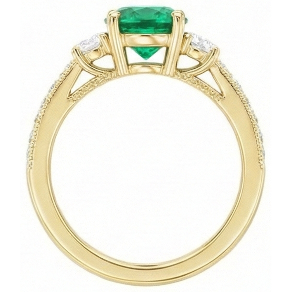 Signature Émeraude Fine Bague Pierre Précieuse 2 carats – vue de dessus