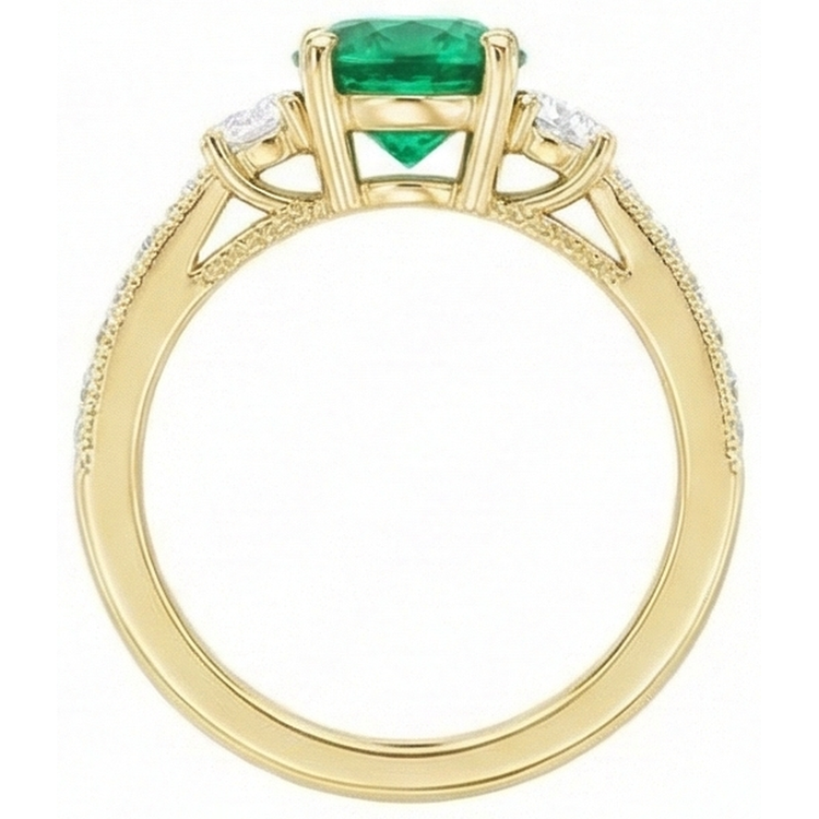 Signature Émeraude Fine Bague Pierre Précieuse 2 carats – vue de dessus