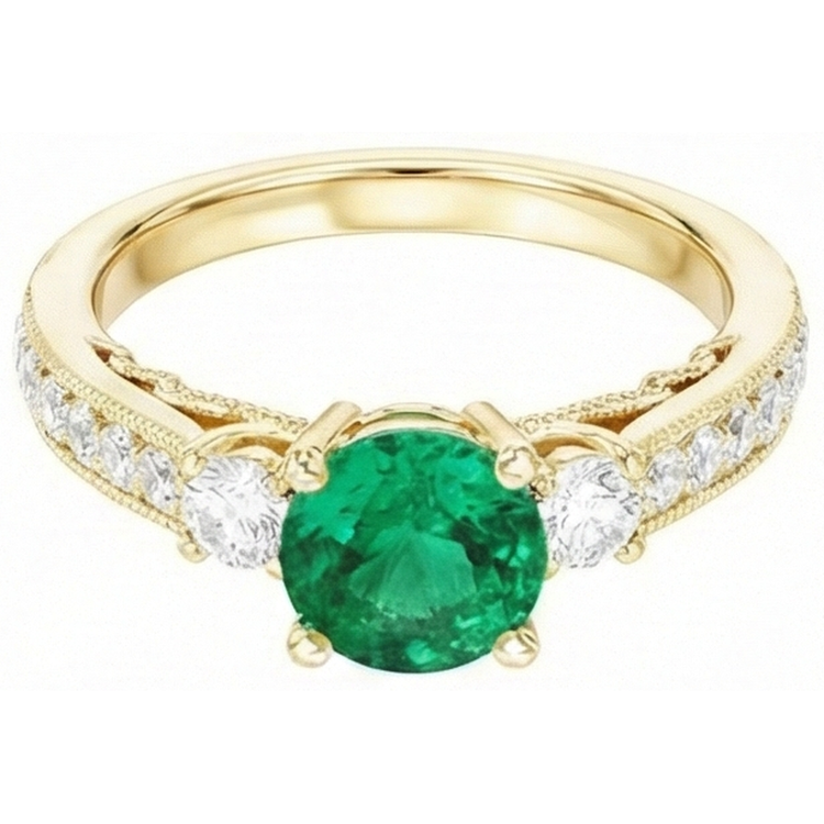 Émeraude Fine Bague Pierre Précieuse – vue de face
