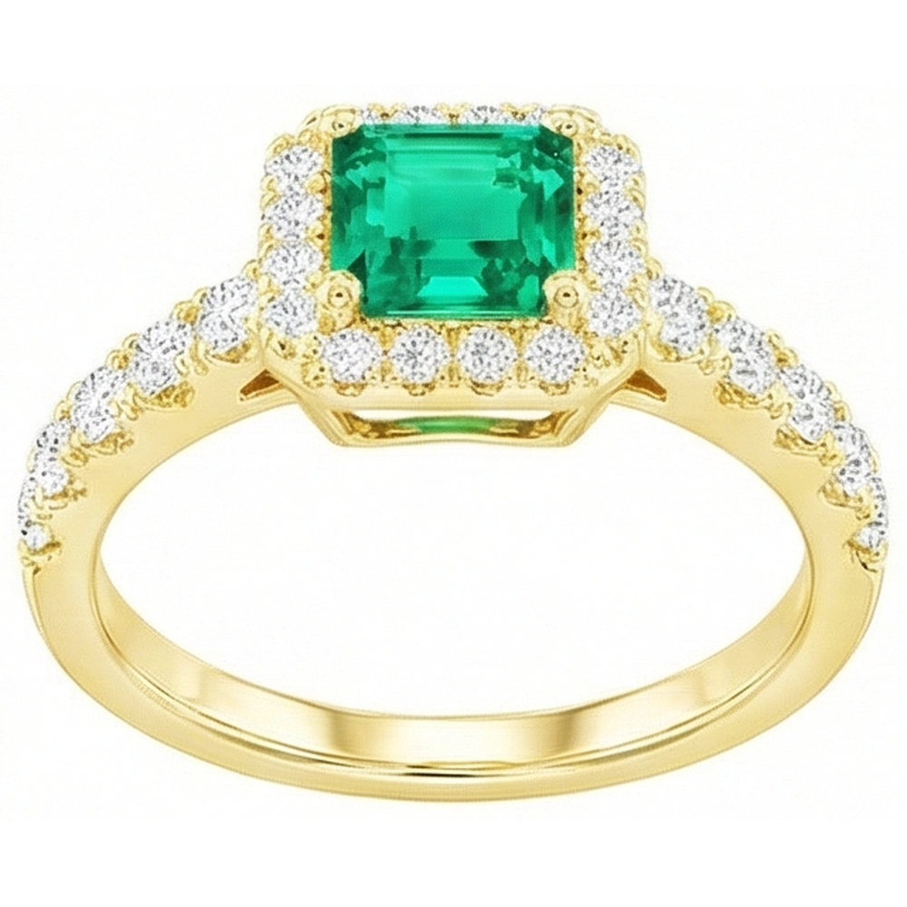 Chatoyant Émeraude Fine Bague Pierre Précieuse 2,50 carats – vue de côté