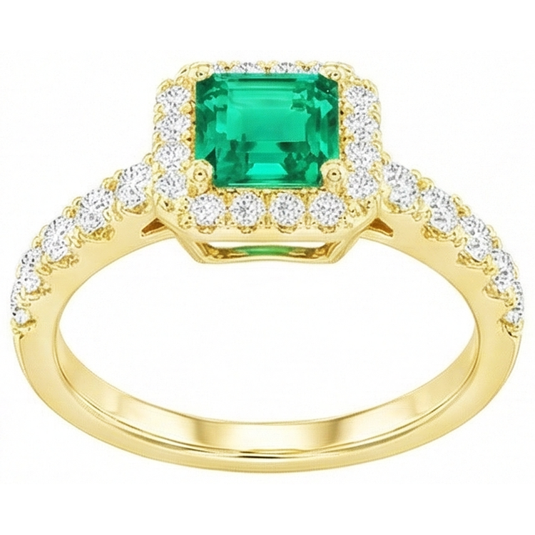 Chatoyant Émeraude Fine Bague Pierre Précieuse 2,50 carats – vue de côté