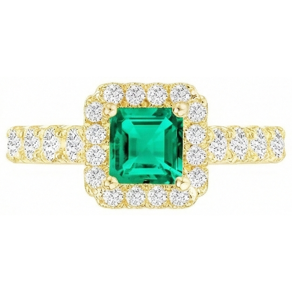 Émeraude Fine Bague Pierre Précieuse – vue de face