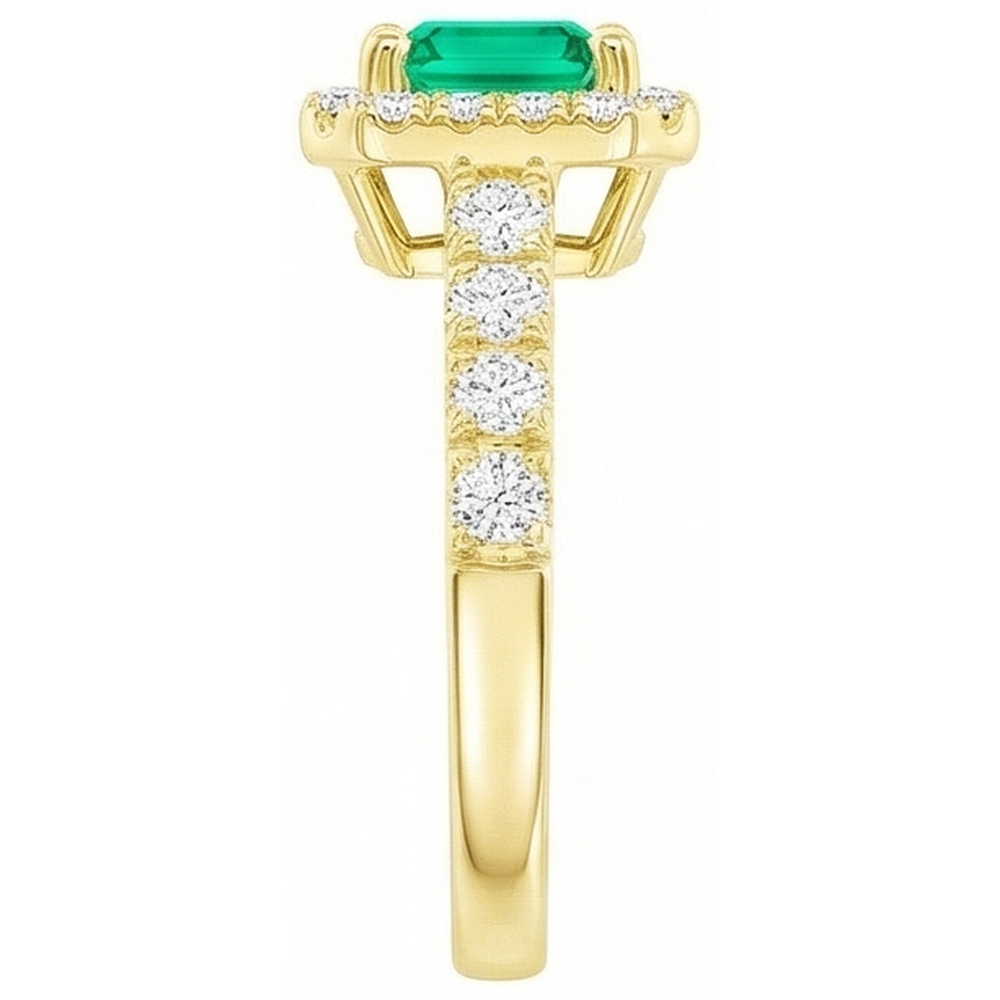 Taille à Degrés Émeraude Fine bague en Or Jaune 14 Carats – vue arrière