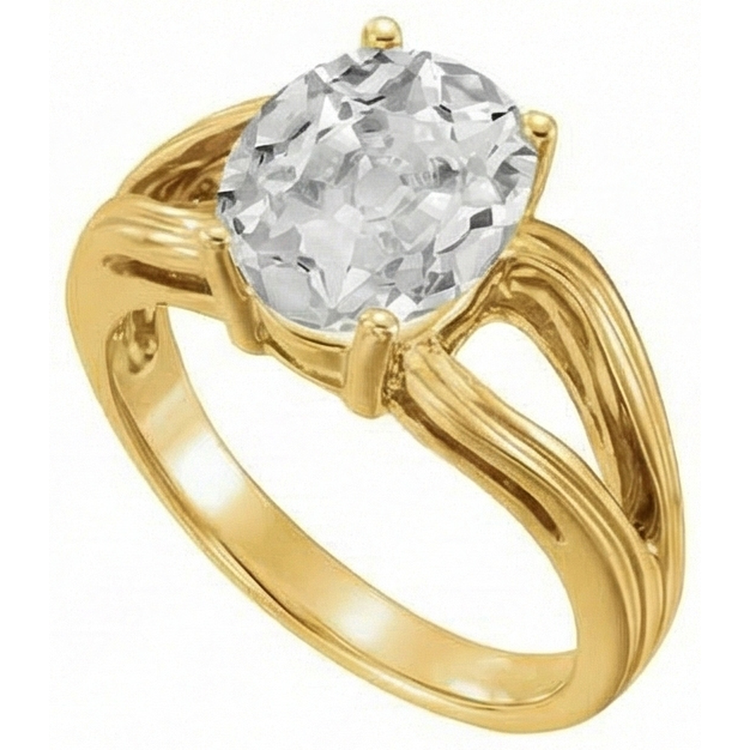 Diamant Bague Mono-Pierre 5 carats Or Jaune 14 Carats – vue de face