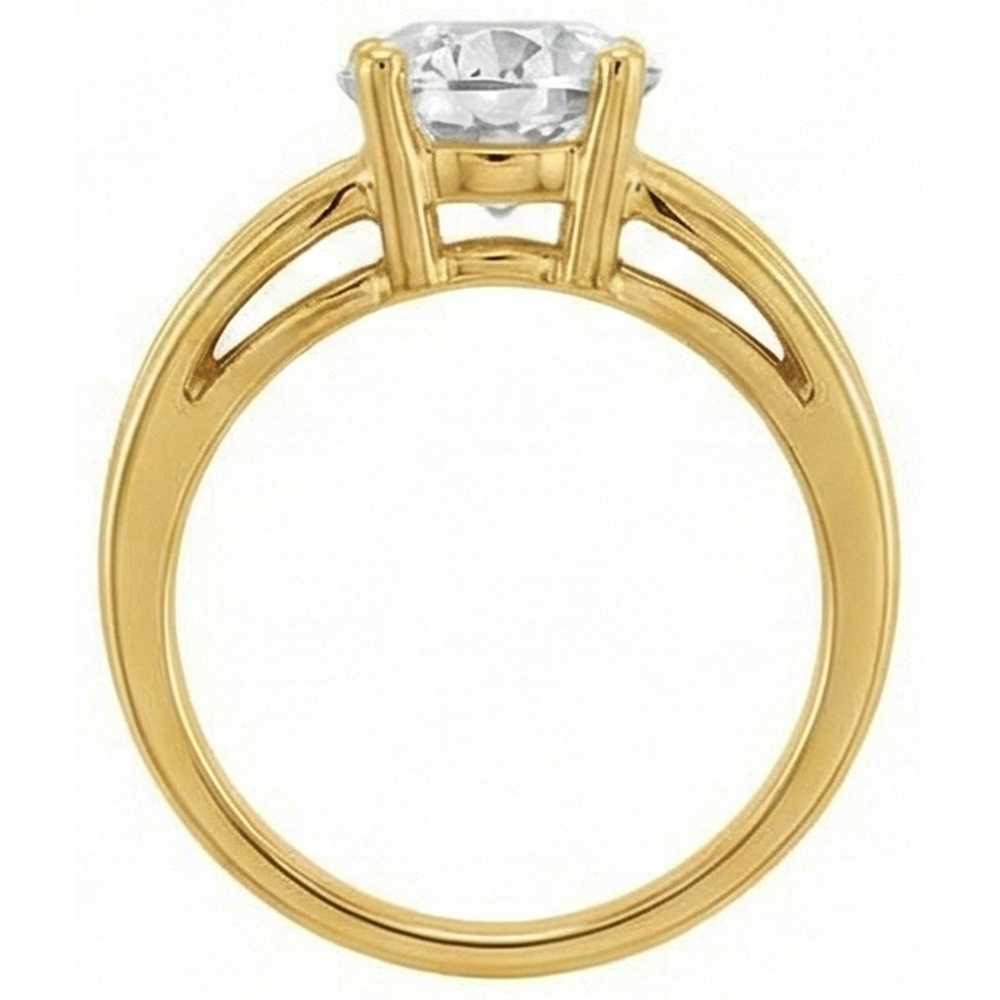 Bague Mono-Pierre Or Jaune 14 Carats avec Diamant – vue d'angle