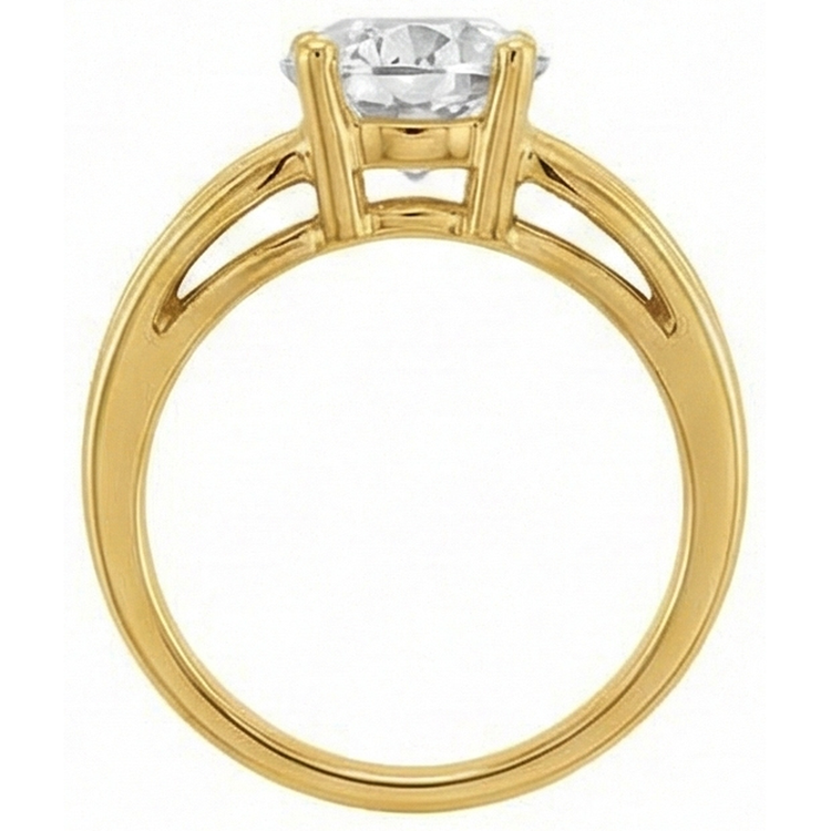 Bague Mono-Pierre Or Jaune 14 Carats avec Diamant – vue d'angle