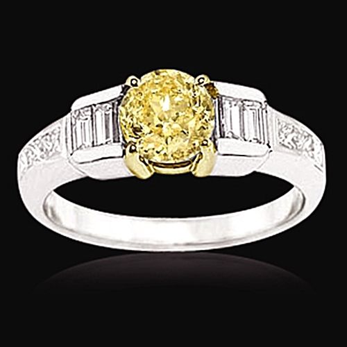 Bague Solitaire avec Accents Or Bicolore 14 Carats avec Diamant – vue principale