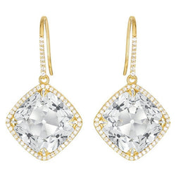 Or Jaune 14 Carats Diamant Fin Pendants d'Oreilles