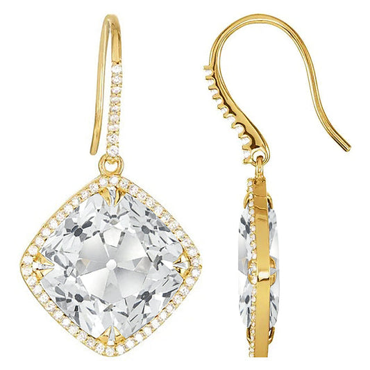 Diamant Fin Pendants d'Oreilles 11,50 carats Or Jaune 14 Carats – vue de face