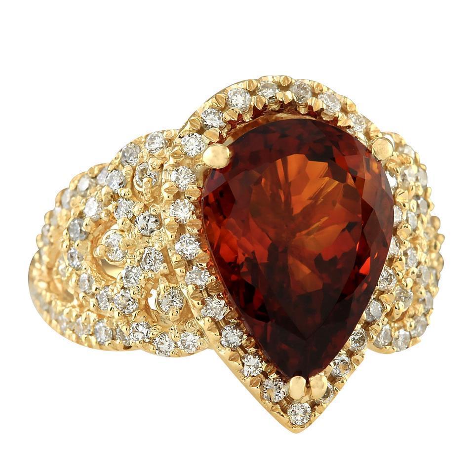 Citrine Dorée Bague Pierre Précieuse 15 carats Or 14K Jaune – vue principale