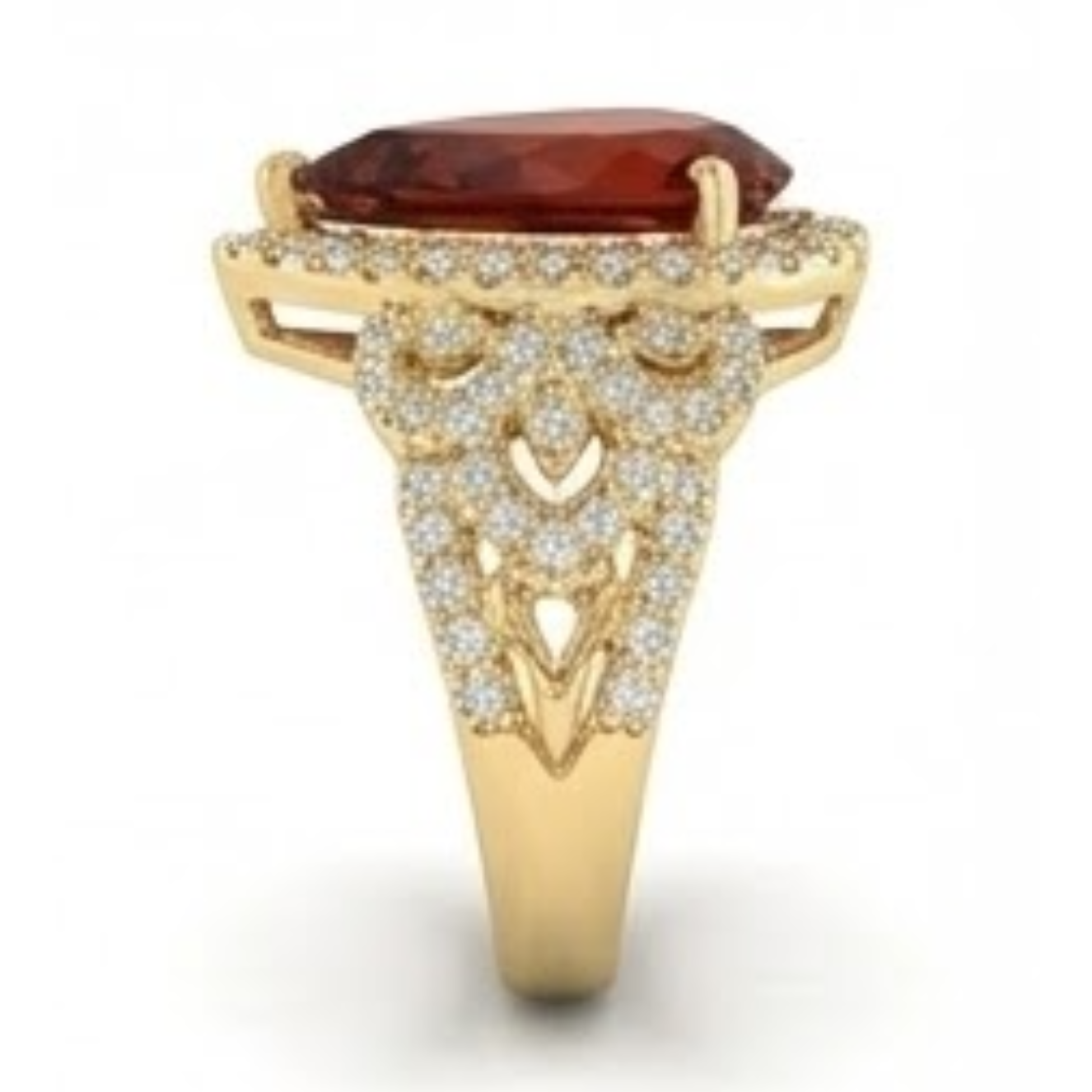 Citrine Dorée Goutte Bague Pierre Précieuse en Or 14K Jaune – vue d'angle