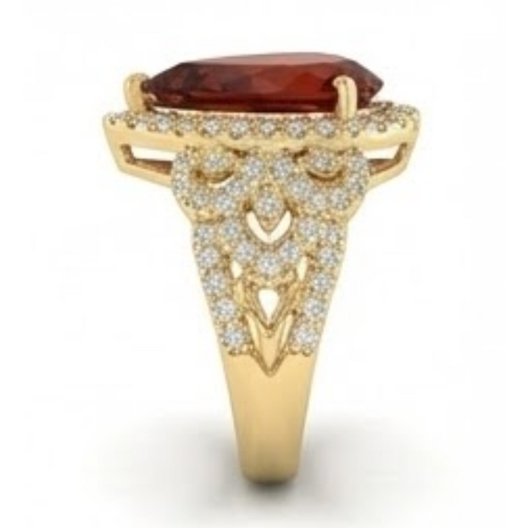 Citrine Dorée Goutte Bague Pierre Précieuse en Or 14K Jaune – vue d'angle