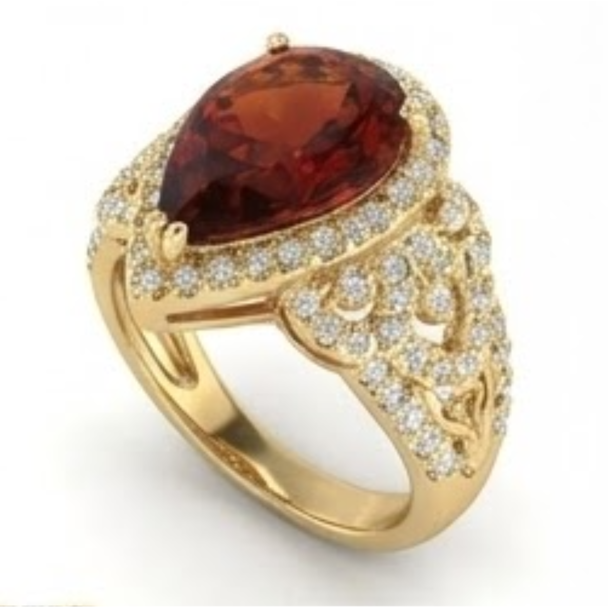 Citrine Dorée Bague Pierre Précieuse 15 carats Or 14K Jaune – vue de dessus