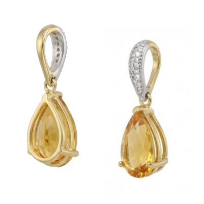 Citrine Goutte Gemstone Earring en Or Jaune 14 Carats – vue de face