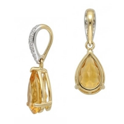Citrine Gemstone Earring 42,50 carats Or Jaune 14 Carats – vue de côté
