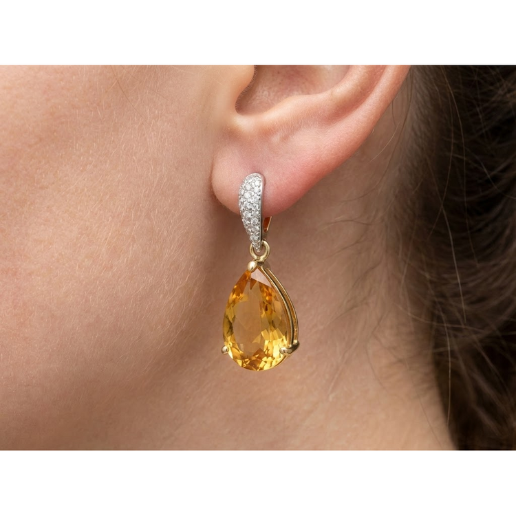 Citrine Gemstone Earring 42,50 carats Or Jaune 14 Carats – vue d'angle