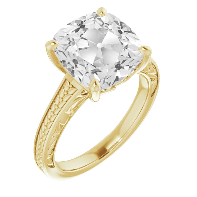 Coussin Diamant bague en Or Jaune 14 Carats – vue principale