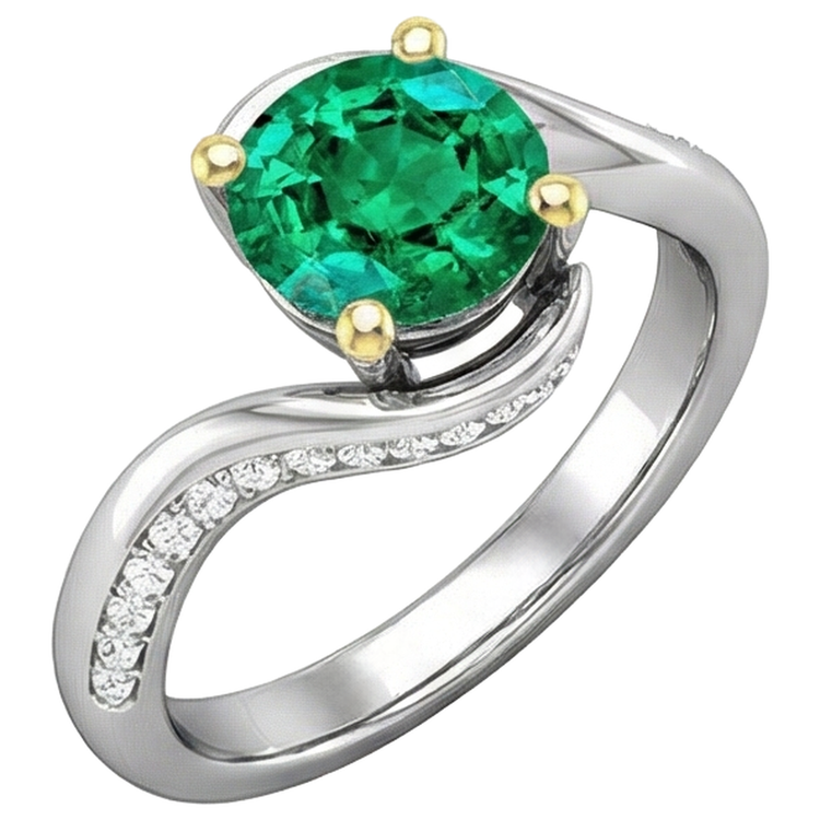 Émeraude Fine Bague Pierre de Couleur – vue de côté