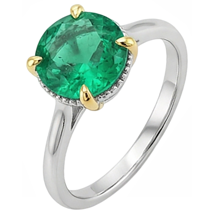 Fait à la main Émeraude Fine Bague Pierre de Couleur 2,50 carats – vue de côté