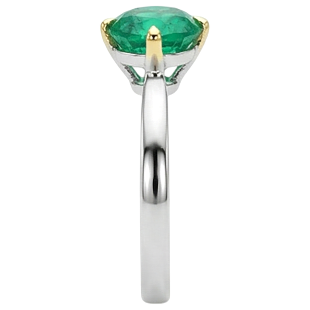 Taille Brillant Émeraude Fine bague en Or Deux Tons 14 Carats – vue de dessus