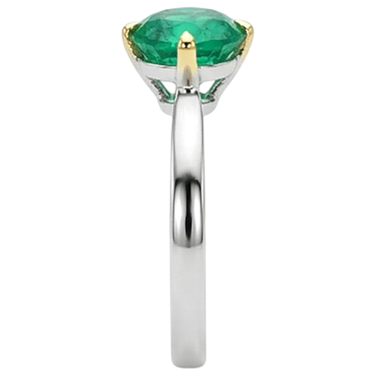 Taille Brillant Émeraude Fine bague en Or Deux Tons 14 Carats – vue de dessus