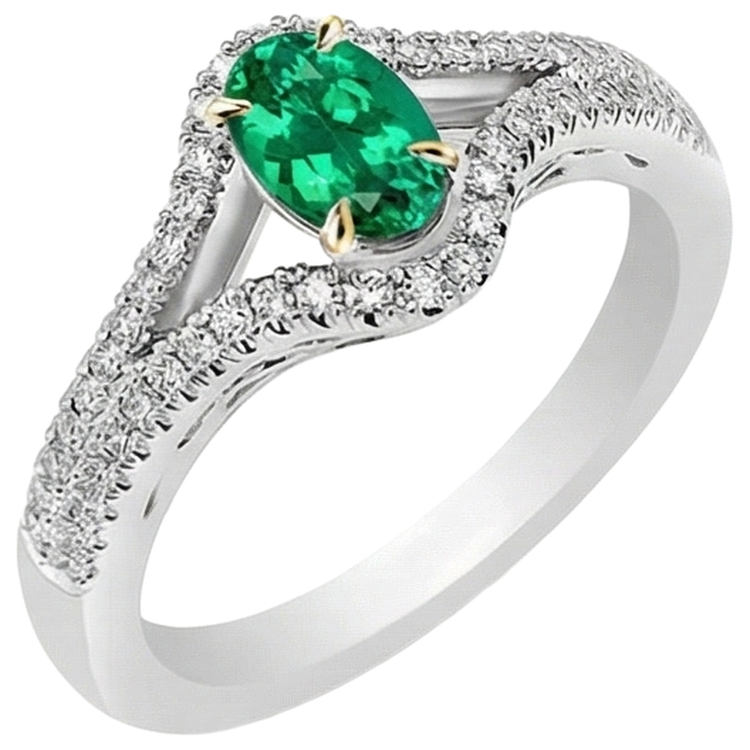 Premium Émeraude Colombienne Bague Pierre de Couleur 1 carats – vue de côté