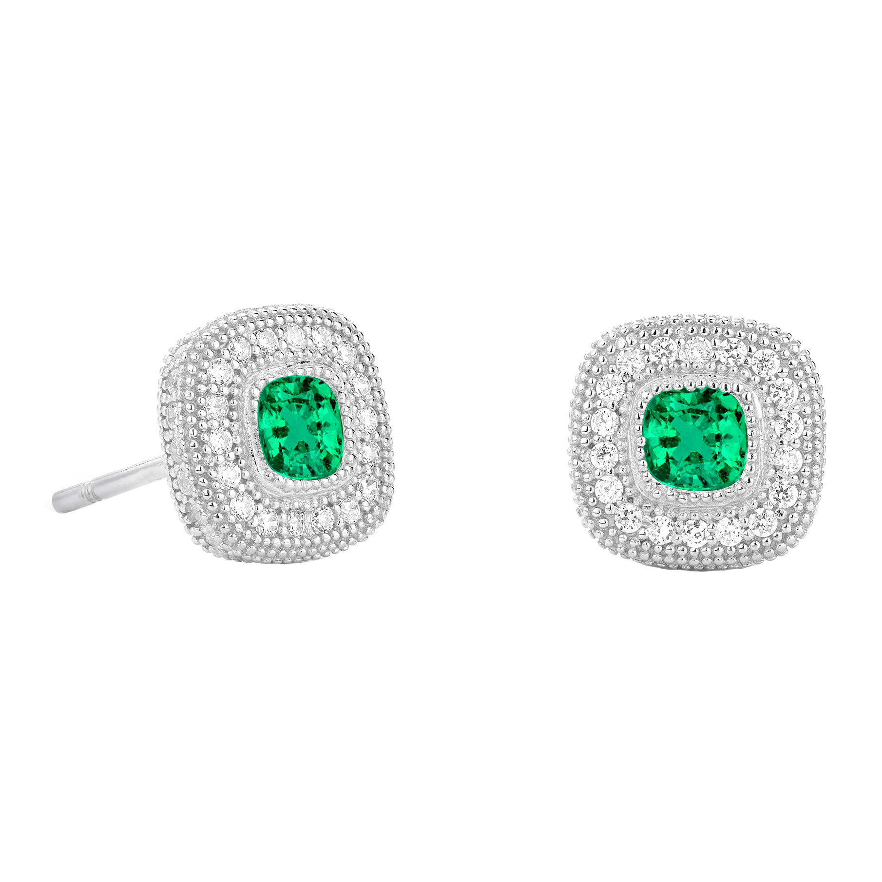 Gemstone Earring Or 14K Blanc avec Émeraude – vue principale