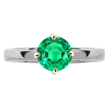 Taille Brillant Émeraude Fine bague en Or Deux Tons 14 Carats – vue principale