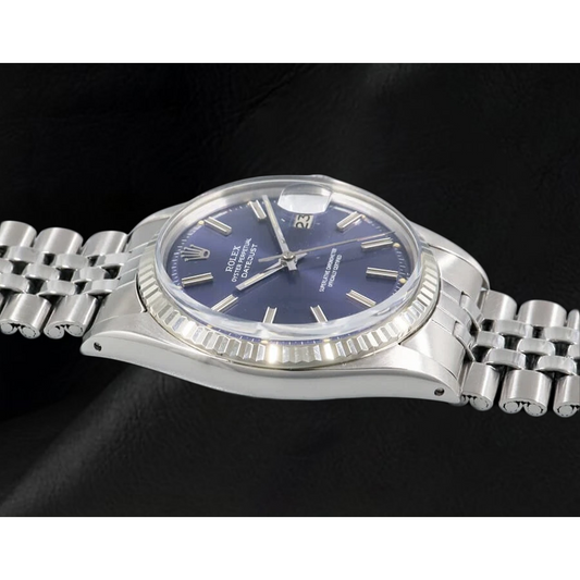 acier inoxydable jubilé Rolex Datejust Montre Homme Cadran Bleu Lunette Cannelée réglage rapide