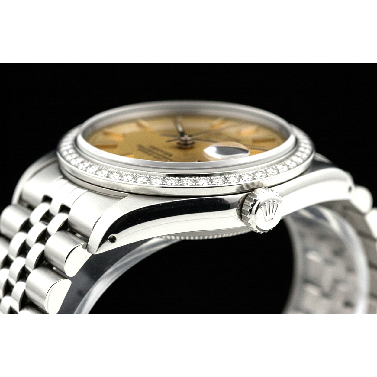 acier inoxydable Date juste cadran bâton de champagne Rolex montre femme jubilé