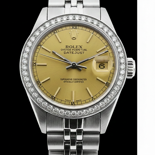 acier inoxydable Date juste cadran bâton de champagne Rolex montre femme jubilé