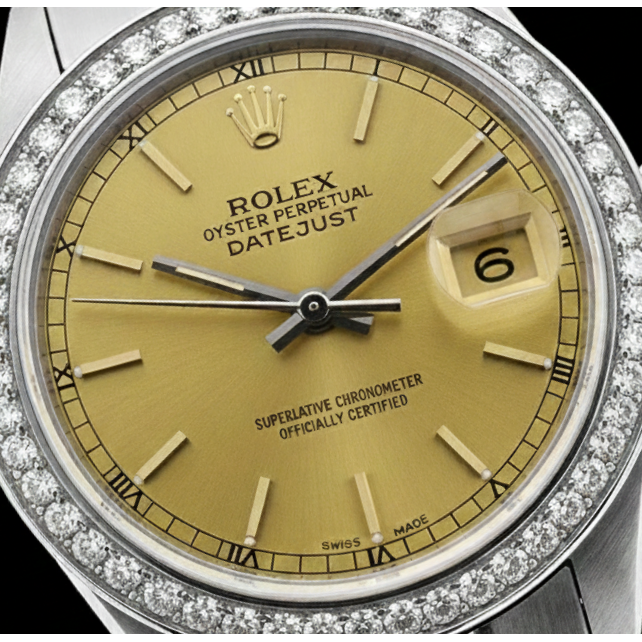 acier inoxydable Date juste cadran bâton de champagne Rolex montre femme jubilé