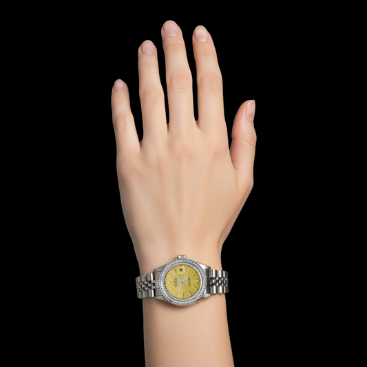 acier inoxydable Date juste cadran bâton de champagne Rolex montre femme jubilé P1
