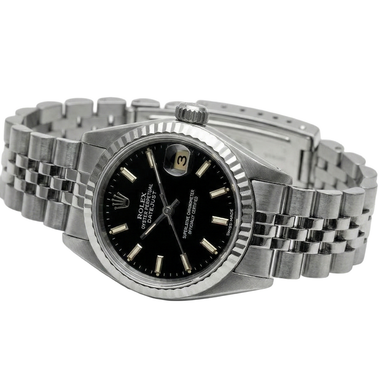 acier inoxydable Jubilé Bracelet Cadran Bâton Noir Rolex Datejust Femme Montre