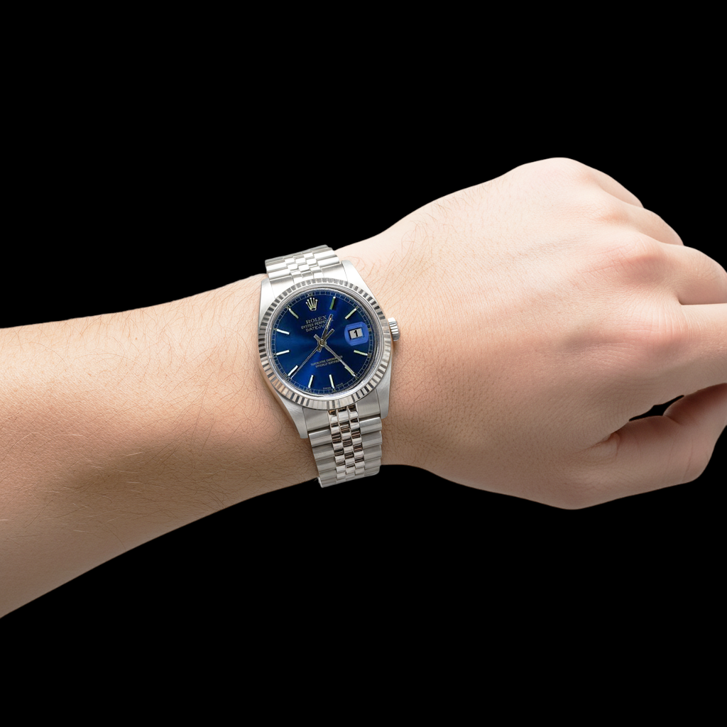 acier inoxydable Jubilé Bracelet Bleu Bâton Rolex Regarder Homme Lunette Cannelée réglage rapide