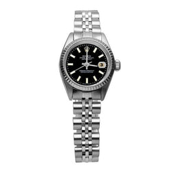 acier inoxydable Jubilé Bracelet Cadran Bâton Noir Rolex Datejust Femme Montre