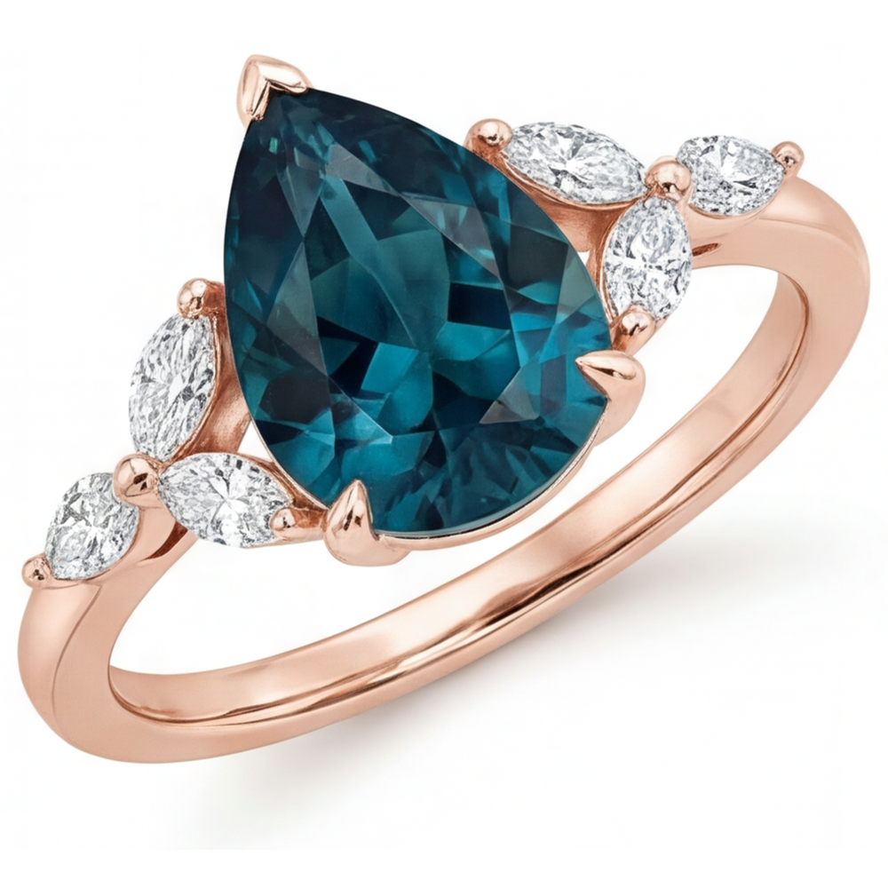 Élégant Alexandrite Bague Trilogie 4 carats – vue principale