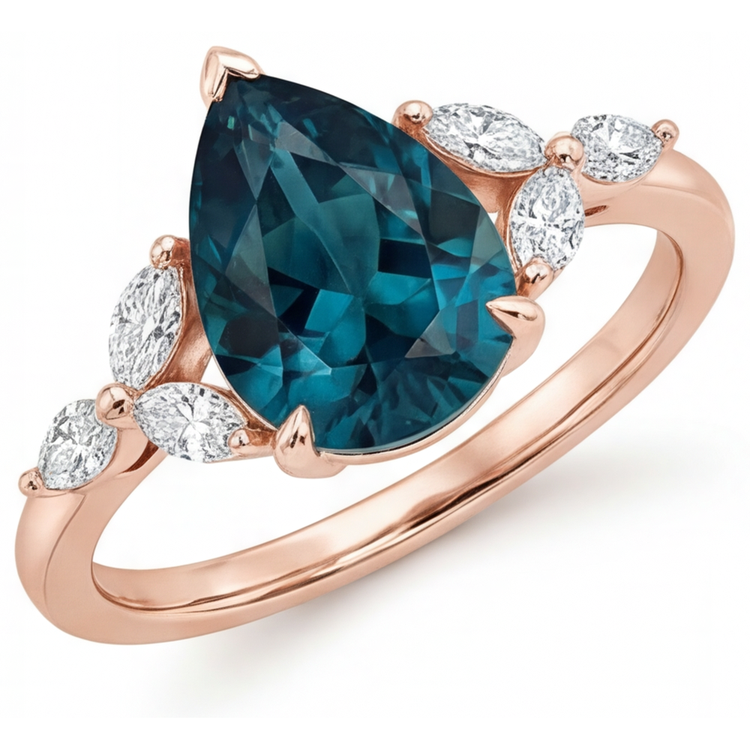 Élégant Alexandrite Bague Trilogie 4 carats – vue principale