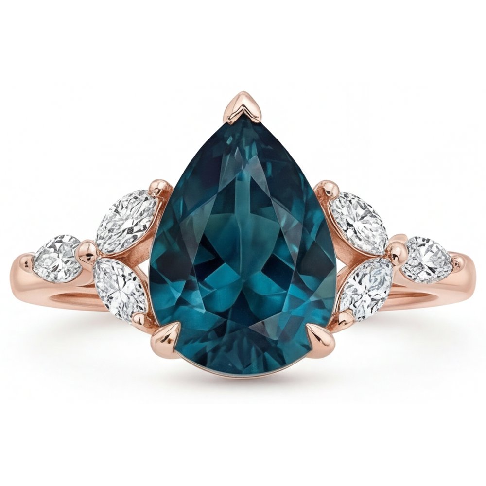 Alexandrite Bague Trilogie – vue de face